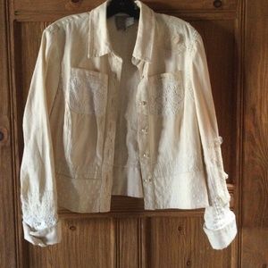Double D Ranch Lightweight Jacket with Lace Detail, Ivory, XL